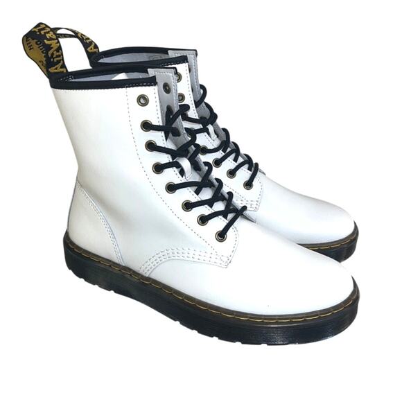Dr Martens Doc Zavala Combat Boot M9/W10 DMs White Smooth Leather NWOT Airwair - Picture 1 of 10